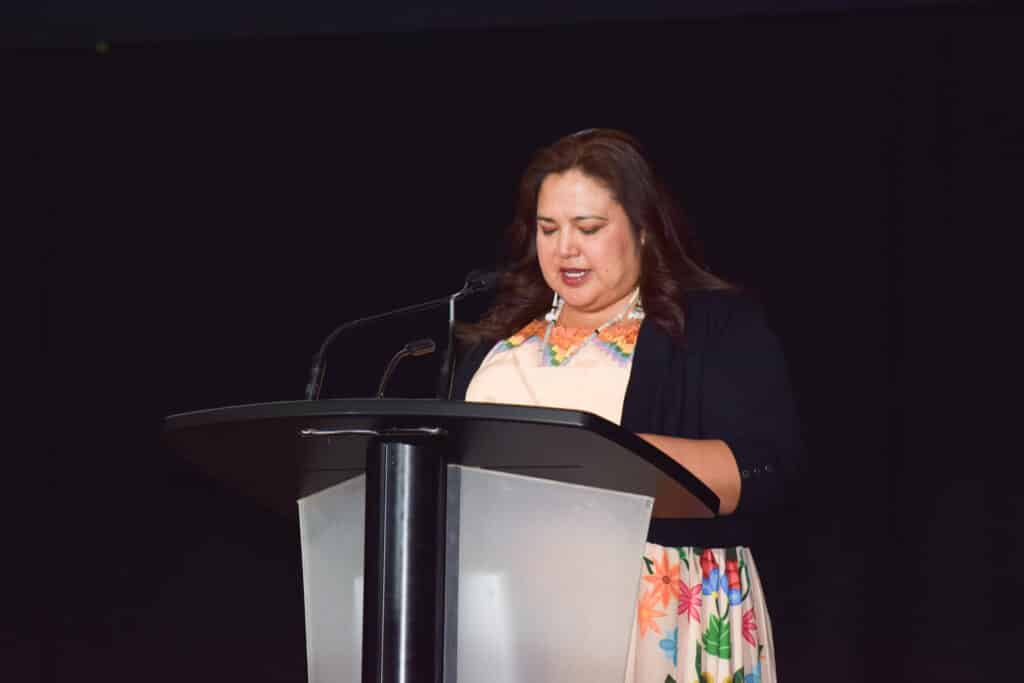 Photo of a speaker from the 2025 Evening for Equality event.